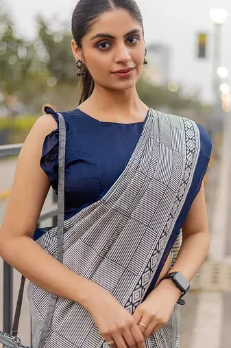 pure cotton fancy jaipuri  print sarees with blouse