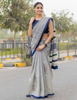 pure cotton fancy jaipuri  print sarees with blouse 3