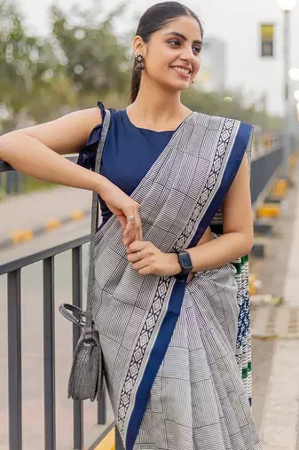 pure cotton fancy jaipuri  print sarees with blouse