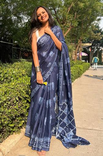 pure cotton fancy jaipuri  print sarees with blouse