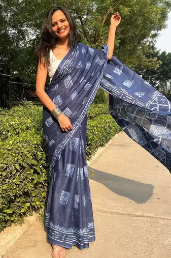 pure cotton fancy jaipuri  print sarees with blouse