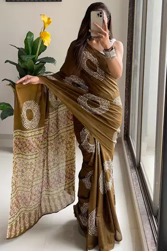 Traditional ajrakh bandhej handblock print sarees