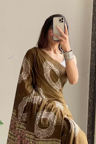 Traditional ajrakh bandhej handblock print sarees
