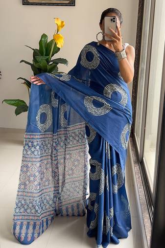 Traditional ajrakh bandhej handblock print sarees