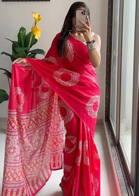 Traditional ajrakh bandhej handblock print sarees 1