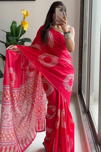 Traditional ajrakh bandhej handblock print sarees