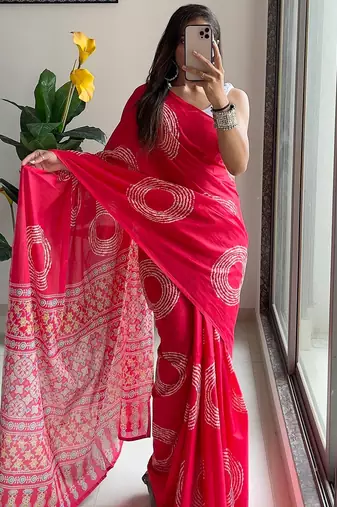 Traditional ajrakh bandhej handblock print sarees