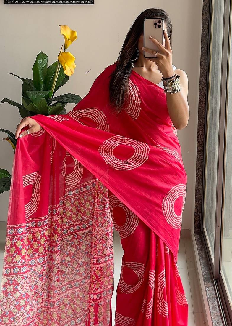 Traditional ajrakh bandhej handblock print sarees