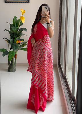 Traditional ajrakh bandhej handblock print sarees 3