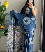Traditional ajrakh bandhej handblock print sarees