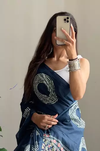 Traditional ajrakh bandhej handblock print sarees