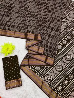 Beutiful bagru bandhani printed sarees with hevy zari bordar 5