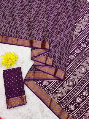 Beutiful bagru bandhani printed sarees with hevy zari bordar 5