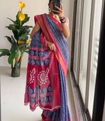 Beutiful bagru bandhani printed sarees with hevy zari bordar