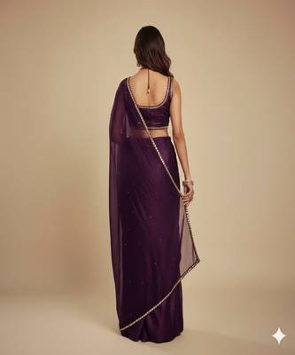 Dark Purple Party wear Lehenga Saree 2
