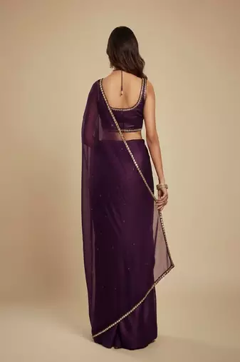 Dark Purple Party wear Lehenga Saree