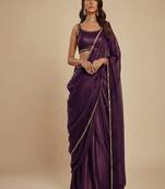 Dark Purple Party wear Lehenga Saree