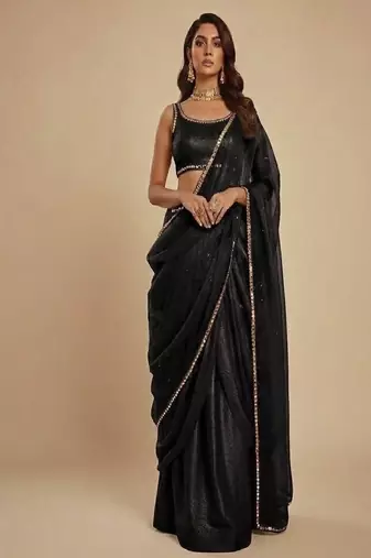 Black Party wear Lehenga Saree