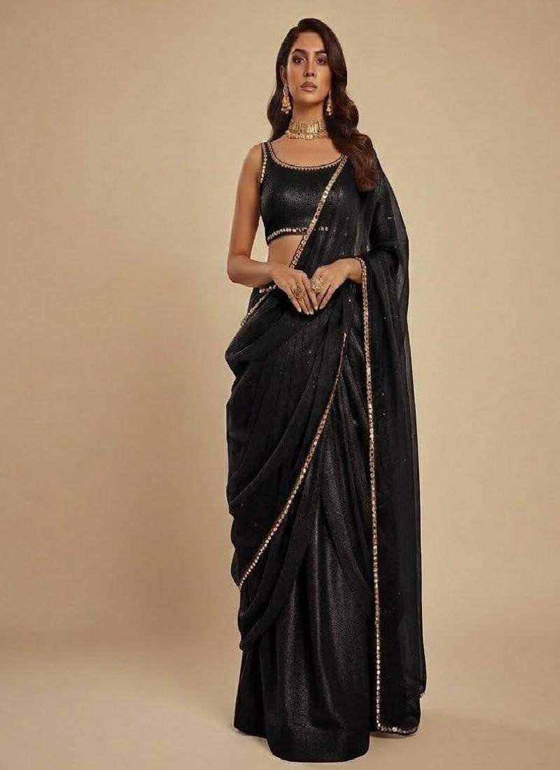 Black Party wear Lehenga Saree