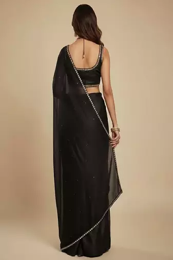 Black Party wear Lehenga Saree