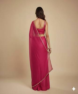 Rani Pink Party wear Lehenga Saree 2