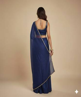 Blue Party wear Lehenga Saree 2