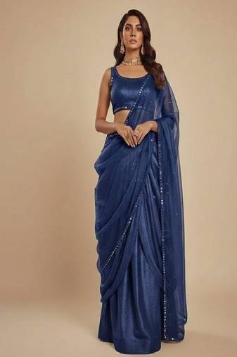Blue Party wear Lehenga Saree