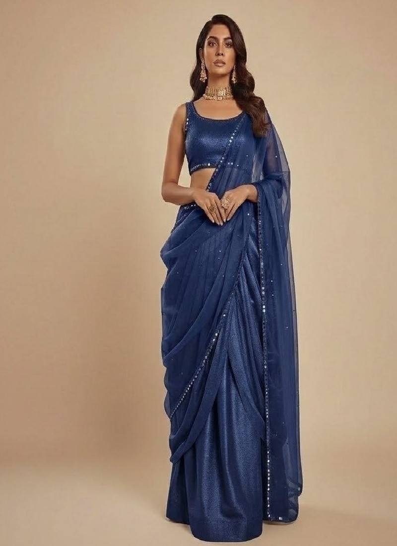 Blue Party wear Lehenga Saree