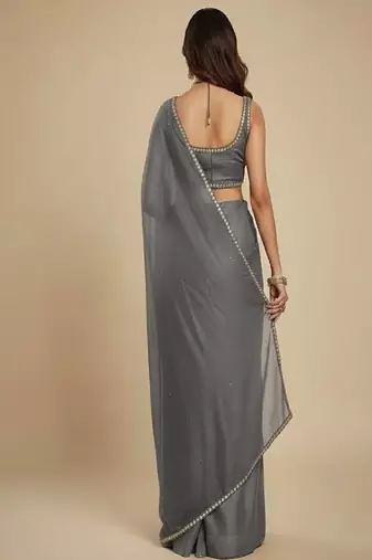 Grey Party wear Lehenga Saree