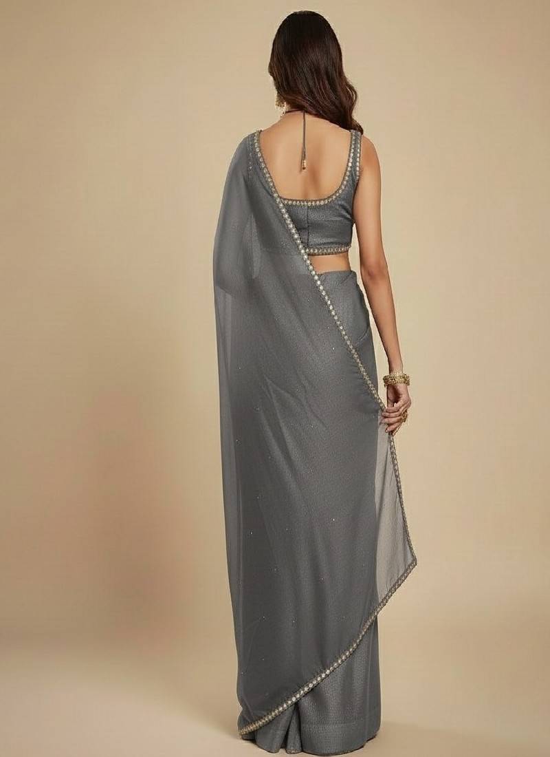 Grey Party wear Lehenga Saree