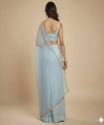 Light Blue Party wear Lehenga Saree 2