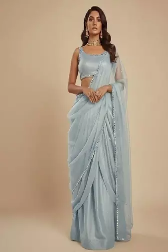 Light Blue Party wear Lehenga Saree