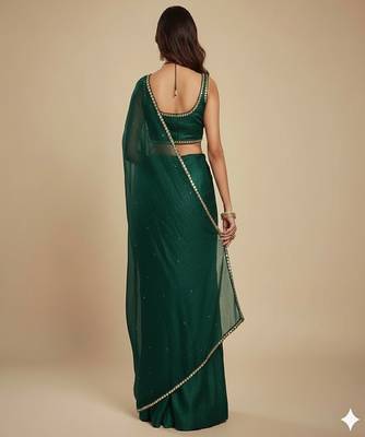 Dark Emerald Party wear Lehenga Saree 2