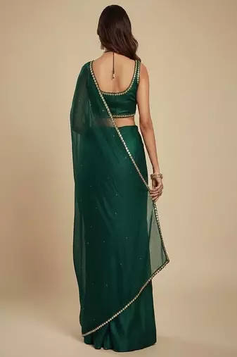 Dark Emerald Party wear Lehenga Saree