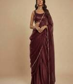 Dark Maroon Party wear Lehenga Saree