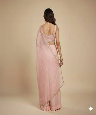 Light Onion Pink Party wear Lehenga Saree 2