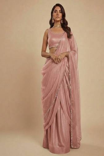 Light Onion Pink Party wear Lehenga Saree