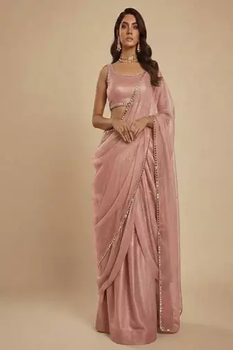 Light Onion Pink Party wear Lehenga Saree
