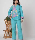 Aqua half and half cotton floral coord set