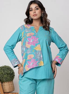 Aqua half and half cotton floral coord set 2
