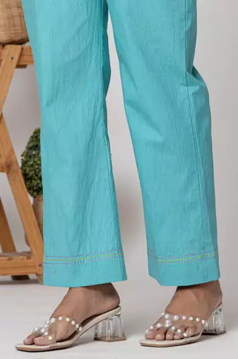 Aqua half and half cotton floral coord set