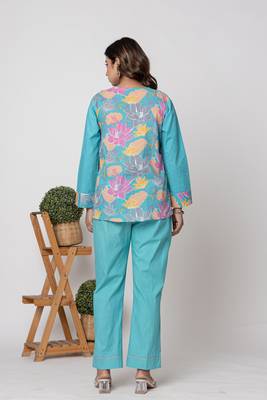 Aqua half and half cotton floral coord set 4
