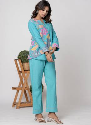 Aqua half and half cotton floral coord set 5