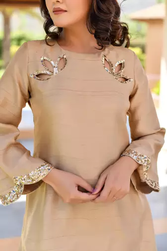 Silk sequin embroidered coord set