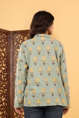 Olive cotton printed shirt 5