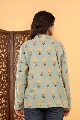 Olive cotton printed shirt