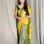 Green yellow printed traditional silk blend saree