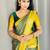 Green yellow printed traditional silk blend saree