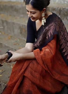 Rustic brown traditional silk blend saree 3
