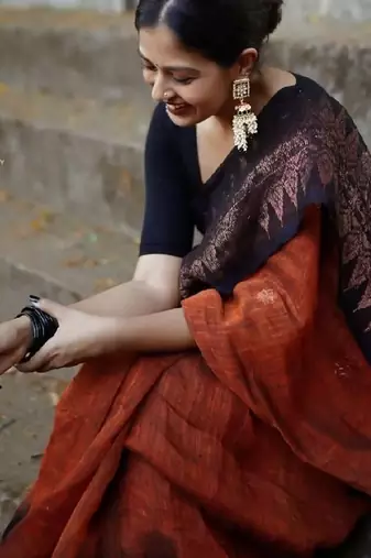 Rustic brown traditional silk blend saree